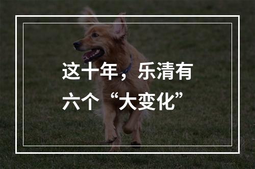 这十年，乐清有六个“大变化”