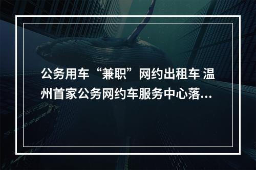 公务用车“兼职”网约出租车 温州首家公务网约车服务中心落户洞头