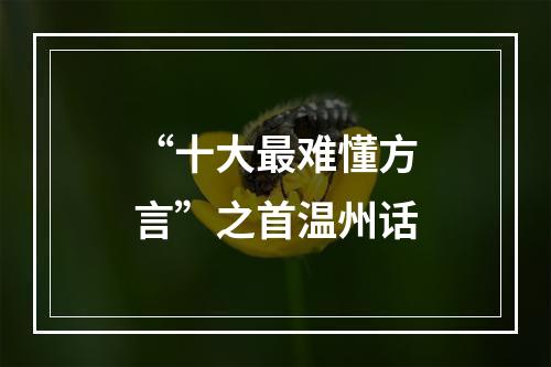 “十大最难懂方言”之首温州话