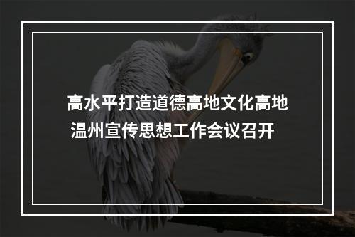 高水平打造道德高地文化高地 温州宣传思想工作会议召开