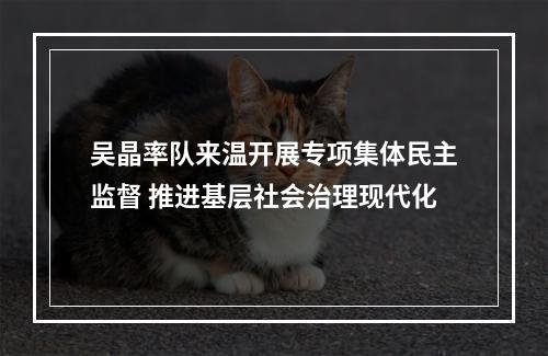 吴晶率队来温开展专项集体民主监督 推进基层社会治理现代化