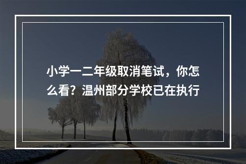 小学一二年级取消笔试，你怎么看？温州部分学校已在执行