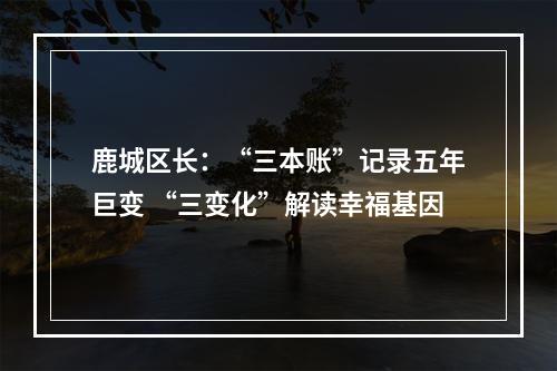 鹿城区长：“三本账”记录五年巨变 “三变化”解读幸福基因