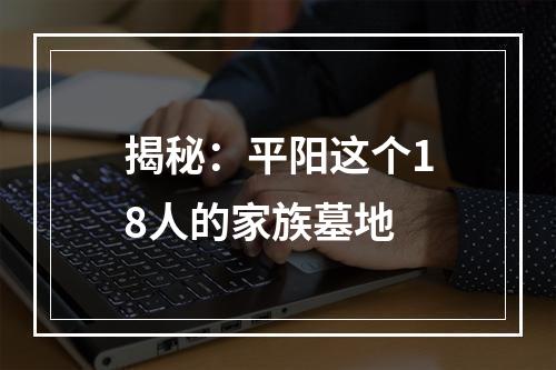 揭秘：平阳这个18人的家族墓地