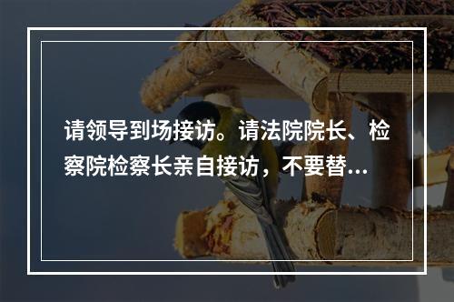 请领导到场接访。请法院院长、检察院检察长亲自接访，不要替代。