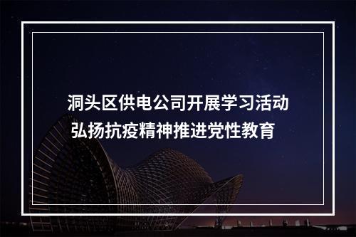 洞头区供电公司开展学习活动 弘扬抗疫精神推进党性教育