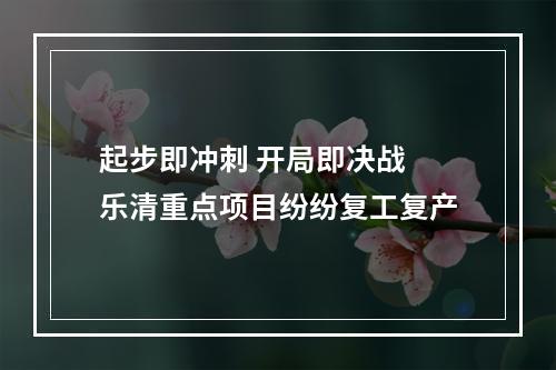 起步即冲刺 开局即决战 乐清重点项目纷纷复工复产