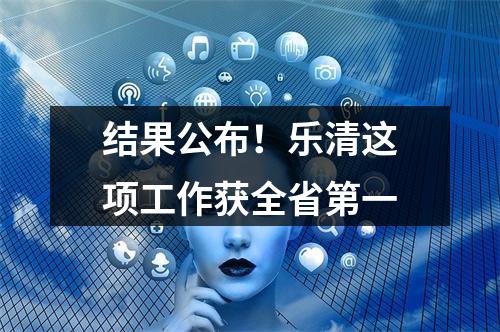结果公布！乐清这项工作获全省第一
