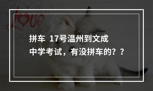 拼车  17号温州到文成中学考试，有没拼车的？？