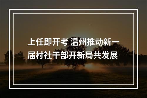 上任即开考 温州推动新一届村社干部开新局共发展