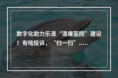 数字化助力乐清“清廉医院”建设！有啥投诉，“扫一扫”......