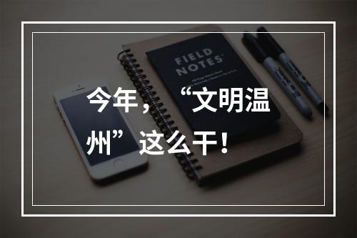 今年，“文明温州”这么干！