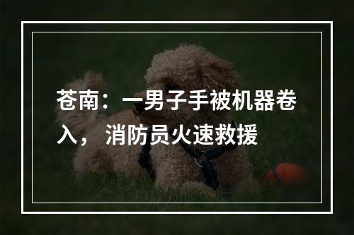 苍南：一男子手被机器卷入， 消防员火速救援