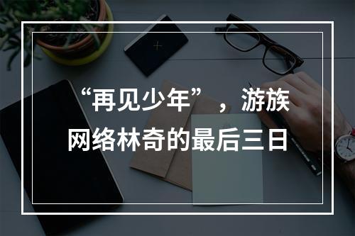 “再见少年”，游族网络林奇的最后三日