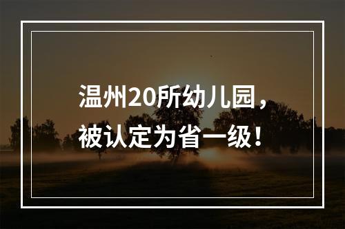 温州20所幼儿园，被认定为省一级！