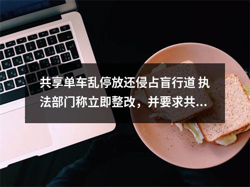 共享单车乱停放还侵占盲行道 执法部门称立即整改，并要求共享单车企业落实常态化清理