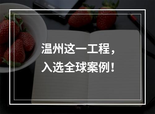 温州这一工程，入选全球案例！