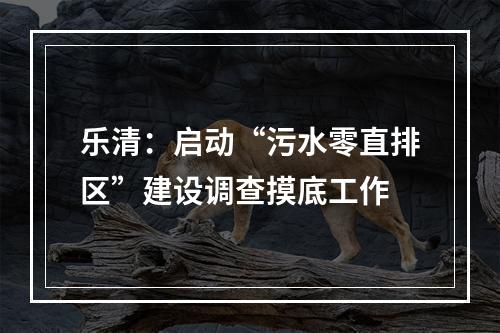 乐清：启动“污水零直排区”建设调查摸底工作