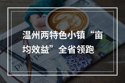 温州两特色小镇“亩均效益”全省领跑