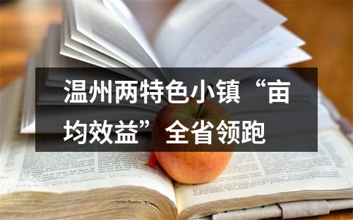 温州两特色小镇“亩均效益”全省领跑