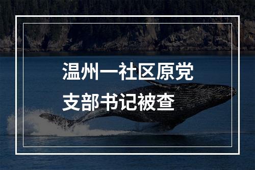 温州一社区原党支部书记被查
