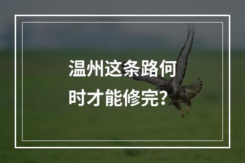温州这条路何时才能修完？