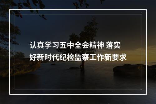 认真学习五中全会精神 落实好新时代纪检监察工作新要求