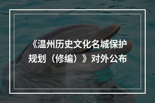 《温州历史文化名城保护规划（修编）》对外公布