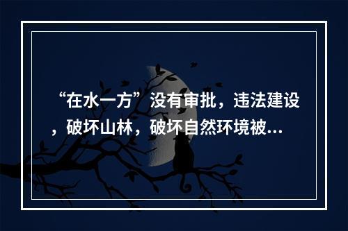 “在水一方”没有审批，违法建设，破坏山林，破坏自然环境被卫星监拍后叫停。这个项目