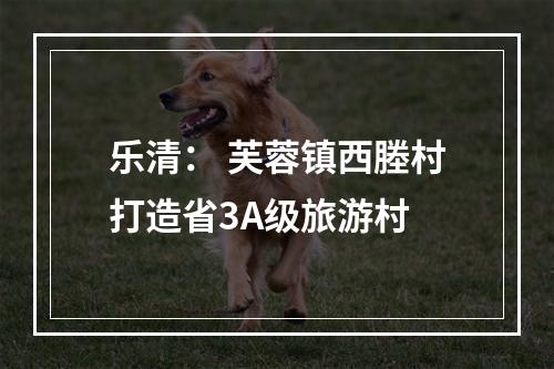 乐清： 芙蓉镇西塍村打造省3A级旅游村