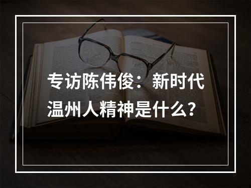 专访陈伟俊：新时代温州人精神是什么？