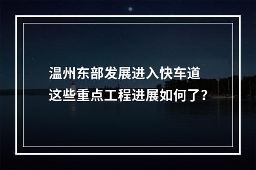 温州东部发展进入快车道 这些重点工程进展如何了？