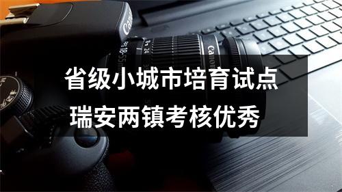 省级小城市培育试点 瑞安两镇考核优秀