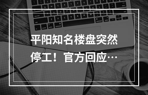 平阳知名楼盘突然停工！官方回应…
