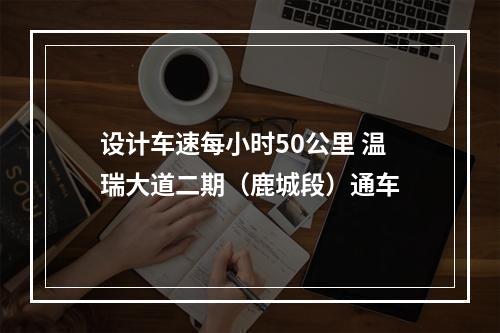 设计车速每小时50公里 温瑞大道二期（鹿城段）通车