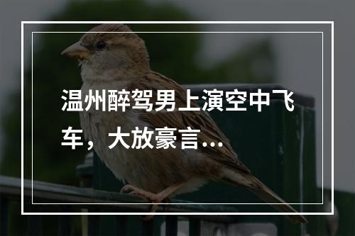 温州醉驾男上演空中飞车，大放豪言...