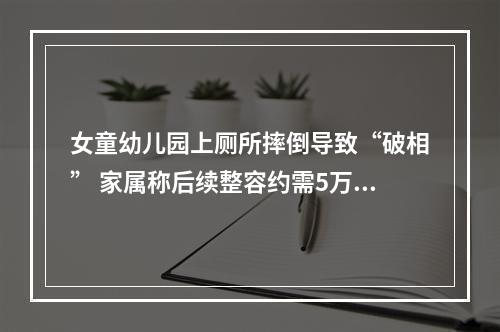 女童幼儿园上厕所摔倒导致“破相” 家属称后续整容约需5万元，园方不认同，协商不下