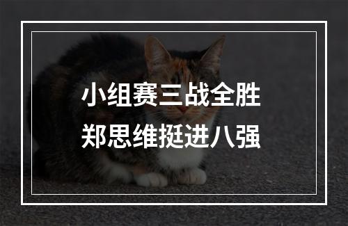 小组赛三战全胜 郑思维挺进八强