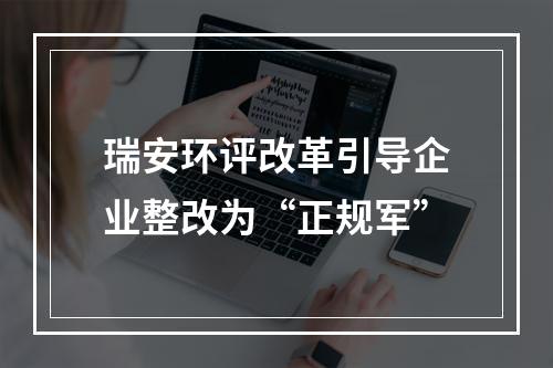瑞安环评改革引导企业整改为“正规军”