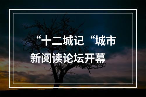 “十二城记“城市新阅读论坛开幕