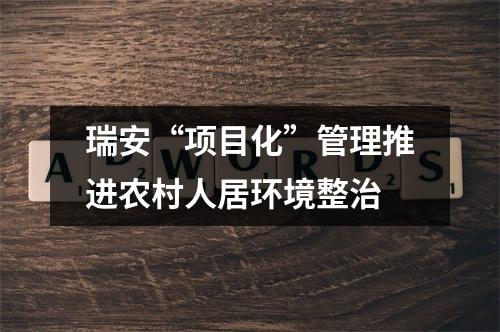 瑞安“项目化”管理推进农村人居环境整治