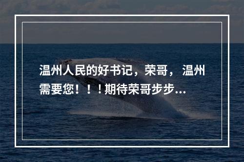 温州人民的好书记，荣哥， 温州需要您！！! 期待荣哥步步高升！