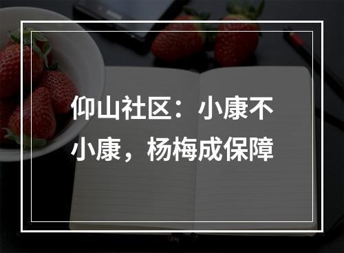 仰山社区：小康不小康，杨梅成保障