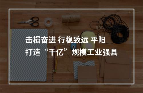 击楫奋进 行稳致远 平阳打造“千亿”规模工业强县