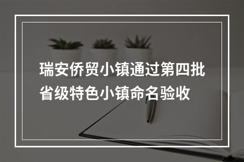 瑞安侨贸小镇通过第四批省级特色小镇命名验收