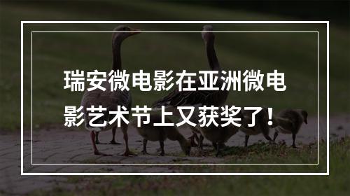瑞安微电影在亚洲微电影艺术节上又获奖了！