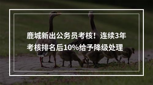 鹿城新出公务员考核！连续3年考核排名后10%给予降级处理