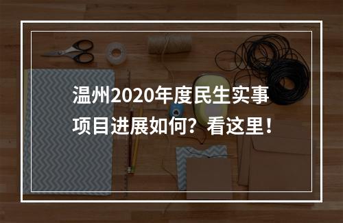 温州2020年度民生实事项目进展如何？看这里！