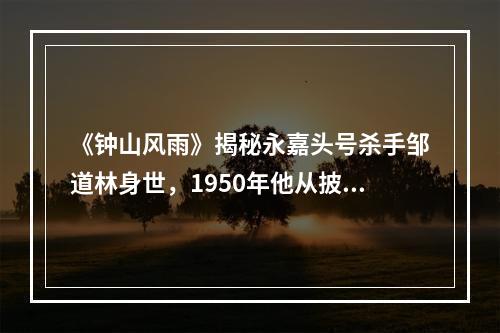 《钟山风雨》揭秘永嘉头号杀手邹道林身世，1950年他从披山岛杀了回来