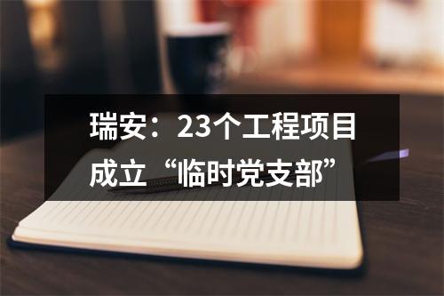 瑞安：23个工程项目成立“临时党支部”